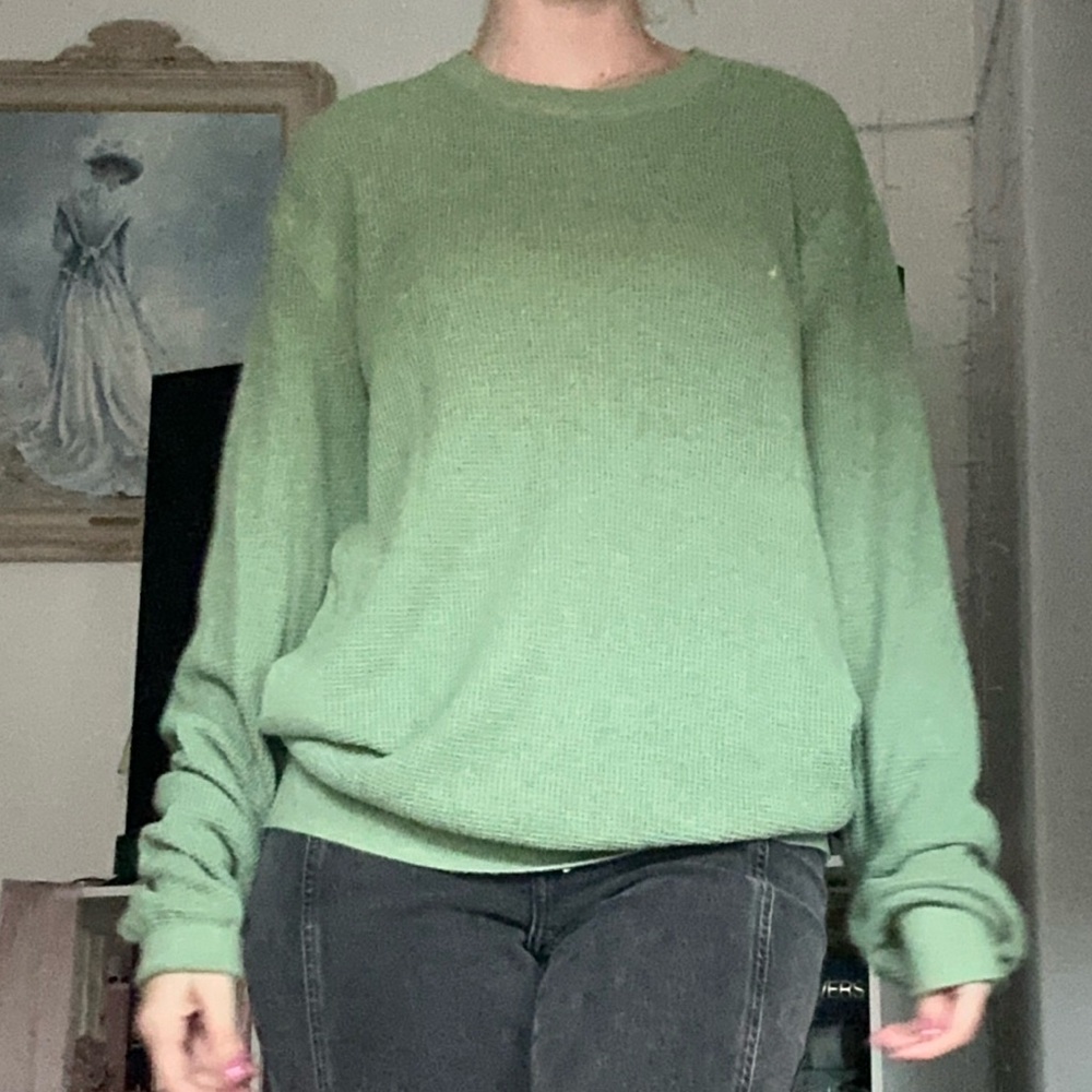 🌿☁️ Old Khaki Green Waffle Knit Sweater – Size M ☁️🌿